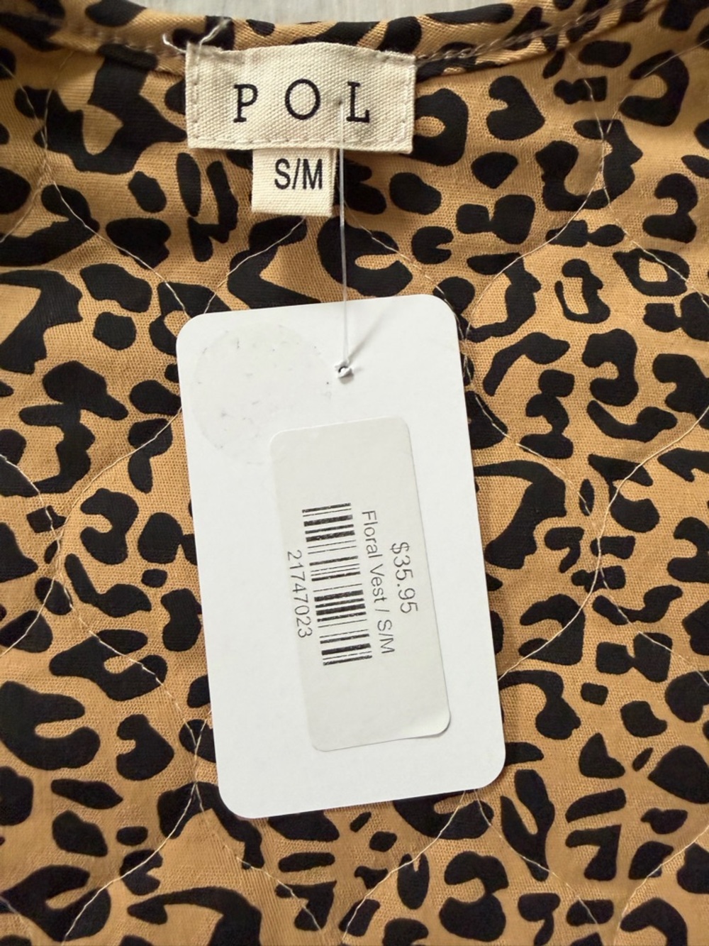 NWT-POL Floral Courdory Quilted Cheetah Oversized Vest Size small / medium - Picture 8 of 9